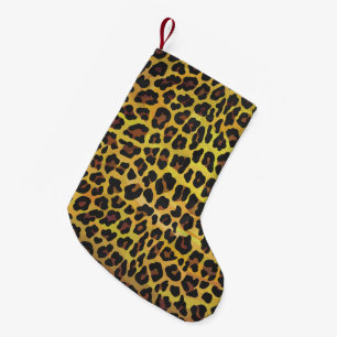 Leopard Brown och Gult Skriv ut Liten Julstrumpa