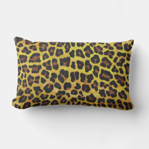 Leopard Brown och Gult Skriv ut Lumbarkudde