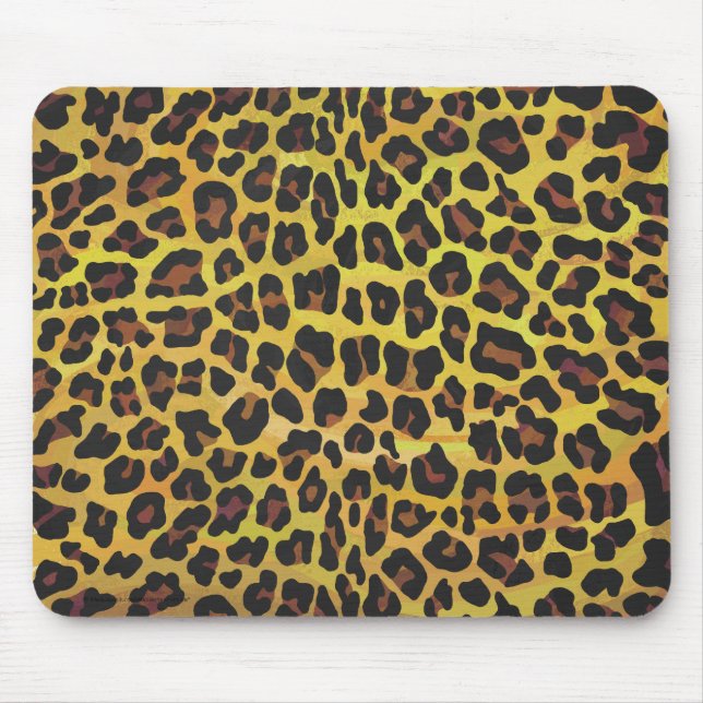 Leopard Brown och Gult Skriv ut Musmatta (Framsidan)