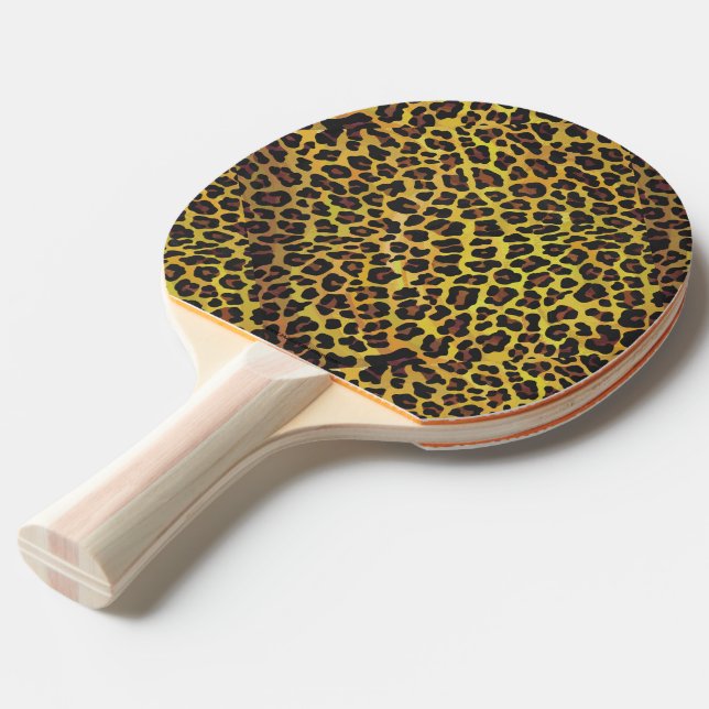 Leopard Brown och Gult Skriv ut Pingisracket (Frontvinkel)
