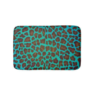 Leopard Brown och Teal Print Badrumsmatta