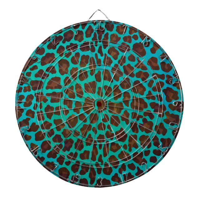 Leopard Brown och Teal Print Darttavla (Framsidan)