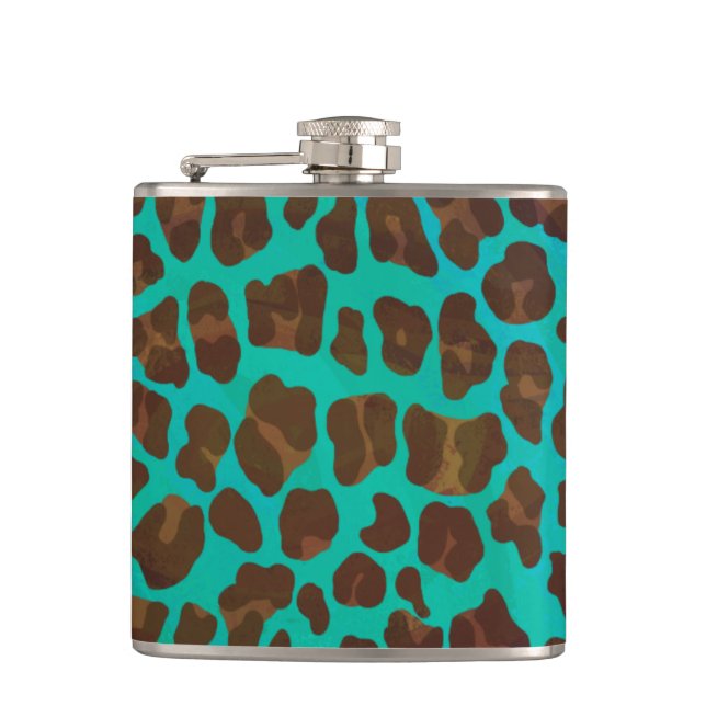 Leopard Brown och Teal Print Fickplunta (Framsidan)