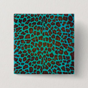 Leopard Brown och Teal Print Knapp