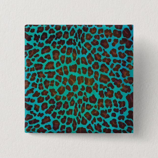 Leopard Brown och Teal Print Knapp (Framsida)