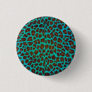 Leopard Brown och Teal Print Knapp