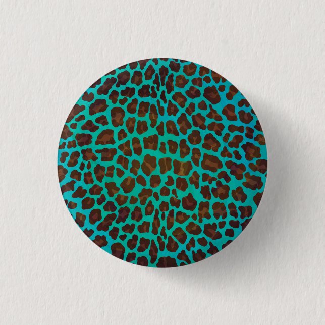 Leopard Brown och Teal Print Knapp (Framsida)