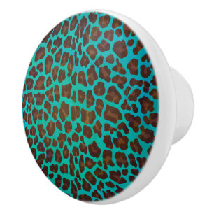 Leopard Brown och Teal Print Knopp