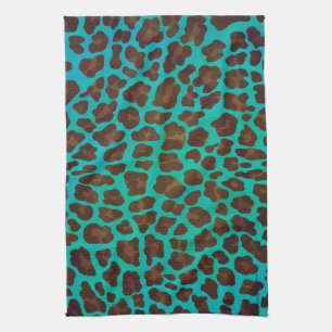 Leopard Brown och Teal Print Kökshandduk