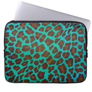 Leopard Brown och Teal Print Laptop Fodral