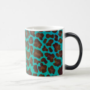 Leopard Brown och Teal Print Magisk Mugg