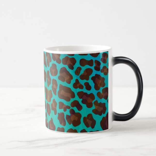 Leopard Brown och Teal Print Magisk Mugg (Höger)