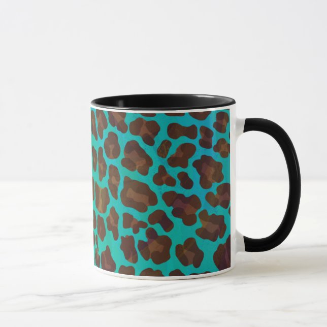 Leopard Brown och Teal Print Mugg (Höger)