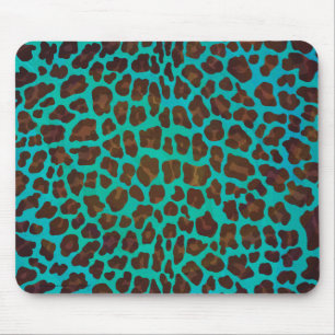 Leopard Brown och Teal Print Musmatta