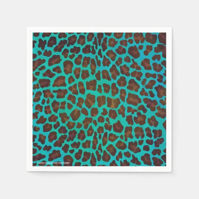 Leopard Brown och Teal Print Pappersservett (Framsidan)
