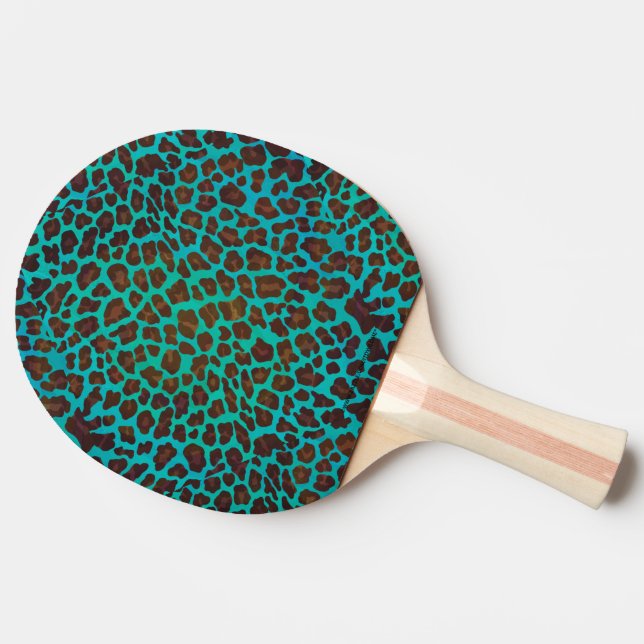 Leopard Brown och Teal Print Pingisracket (Sidan)