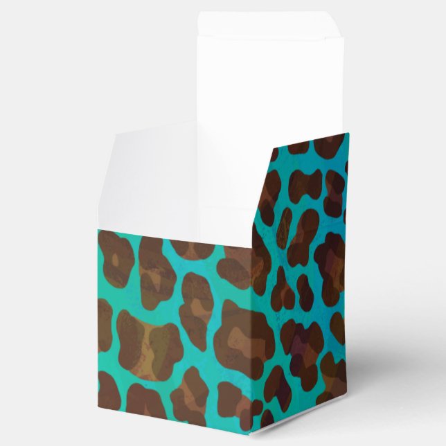 Leopard Brown och Teal Print Presentaskar (Öppnad)