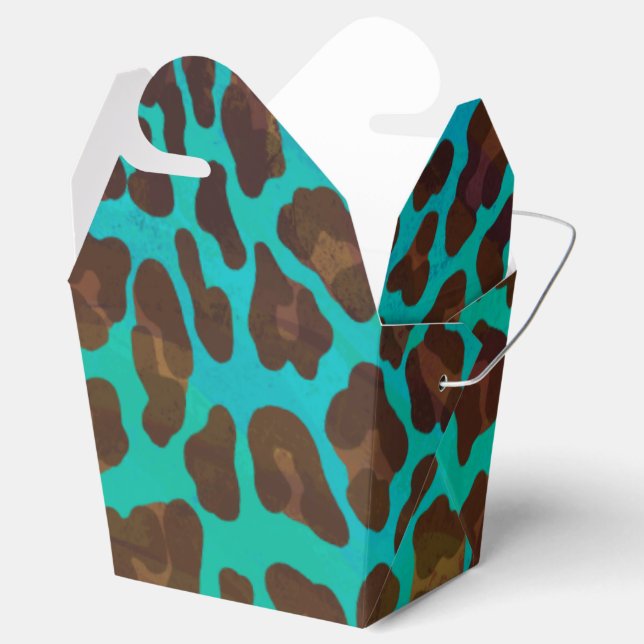 Leopard Brown och Teal Print Presentaskar (Öppnad)