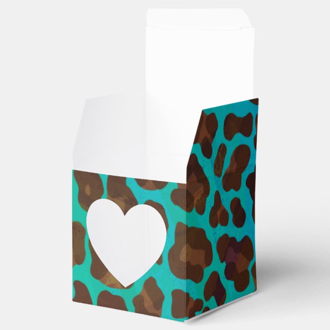 Leopard Brown och Teal Print Presentaskar (Öppnad)