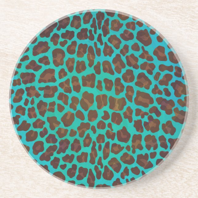 Leopard Brown och Teal Print Underlägg (Framsidan)