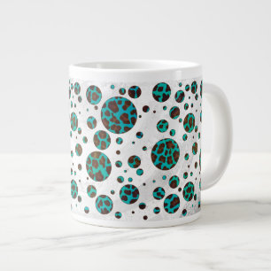 Leopard Brown och Teal PrintPolka Dots Jumbo Mugg
