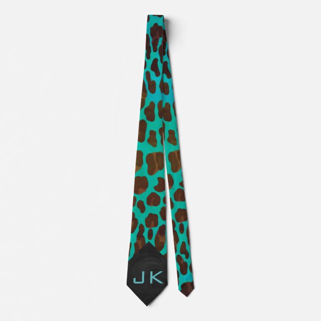 Leopard Brown och Teal Tie Slips (Framsida)