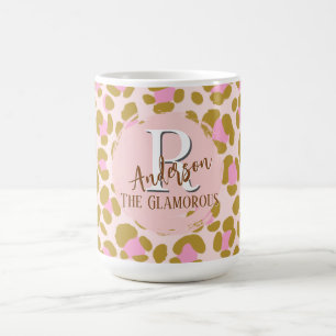 Leopard Brown Rosa Beige Personlig Kaffemugg