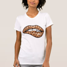 Leopard brud cheetah mönster läppar T-Shirt