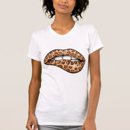 Leopard brud cheetah mönster läppar T-Shirt