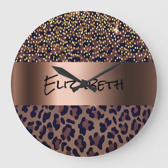 Leopard brun bronze stor klocka (Framsida)