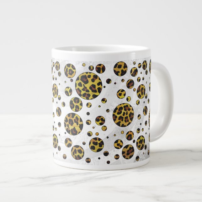 Leopard Brun och Gul Prickig Jumbo Mugg (Framsida höger)