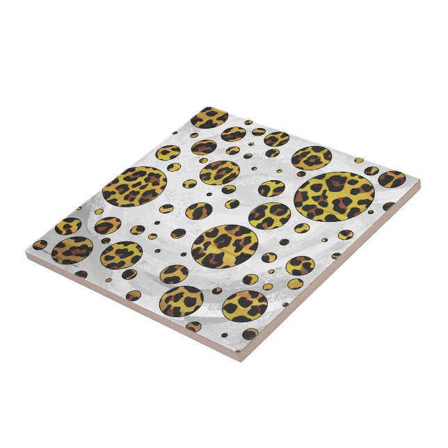 Leopard Brun och Gul Prickig Kakelplatta (Sidan)