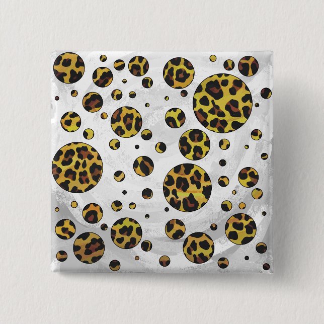 Leopard Brun och Gul Prickig Knapp (Framsida)