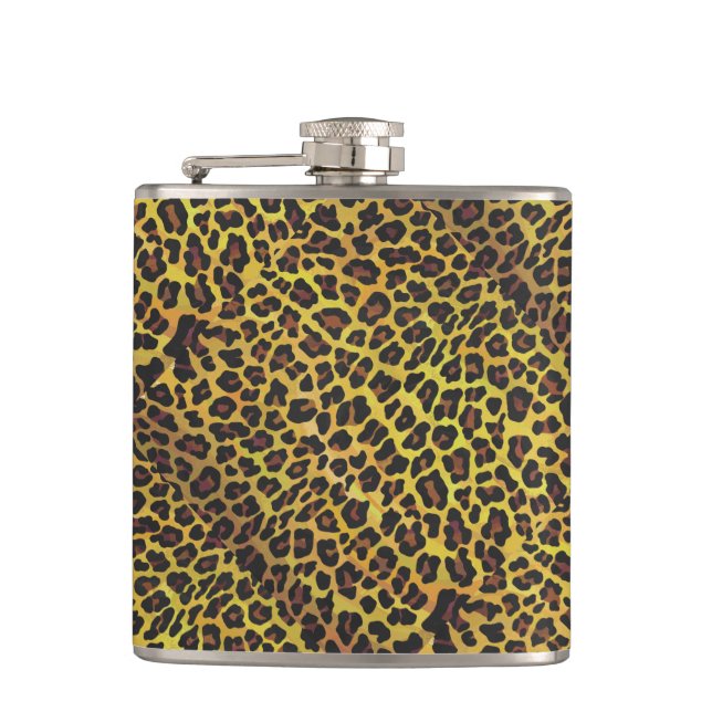 Leopard Brun och Gul Tryck Fickplunta (Framsidan)