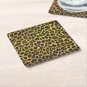Leopard Brun och Gul Tryck Underlägg Papper Kvadrat