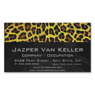 Leopard Brun och Gul Tryck Visitkortmagnet