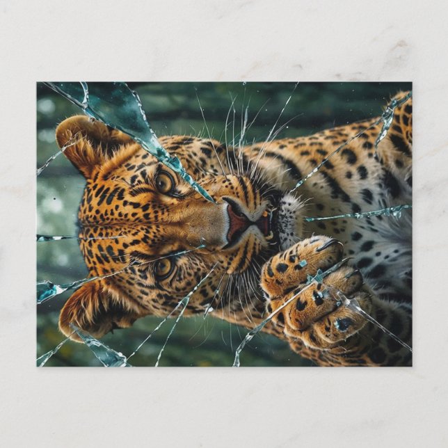 Leopard bryter sig igenom vykort (Framsida)