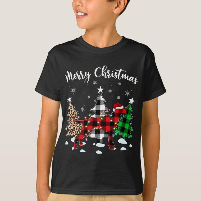 Leopard Buffalo Play English Pointer Hund Christma T Shirt (Framsida)