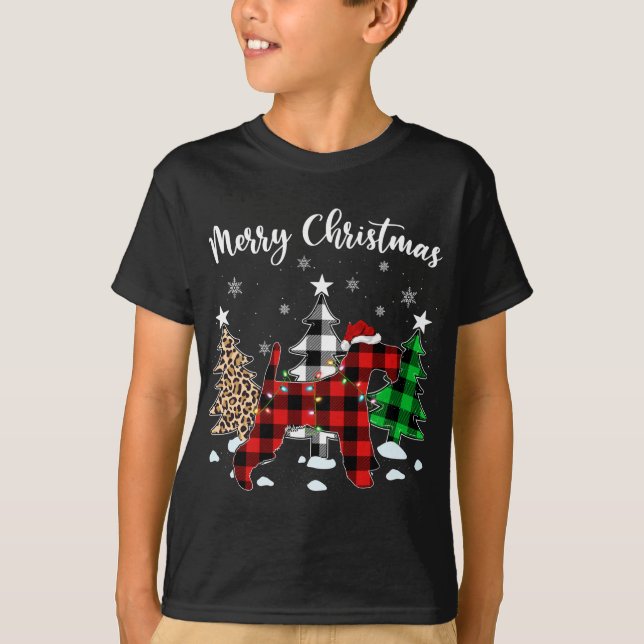 Leopard Buffalo Play Wire Fox Terrier Hund Christm T Shirt (Framsida)