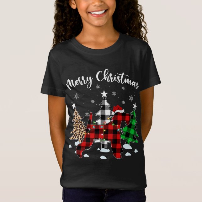 Leopard Buffalo Play Wire Fox Terrier Hund Christm T Shirt (Framsida)