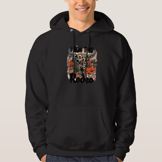 Leopard Bull Skull I Springa Denna Rodeo Desert Ca Hoodie (Framsida)