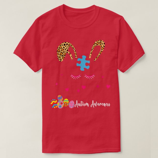 Leopard Bunny Autism Medvetenhet  T Shirt (Design framsida)