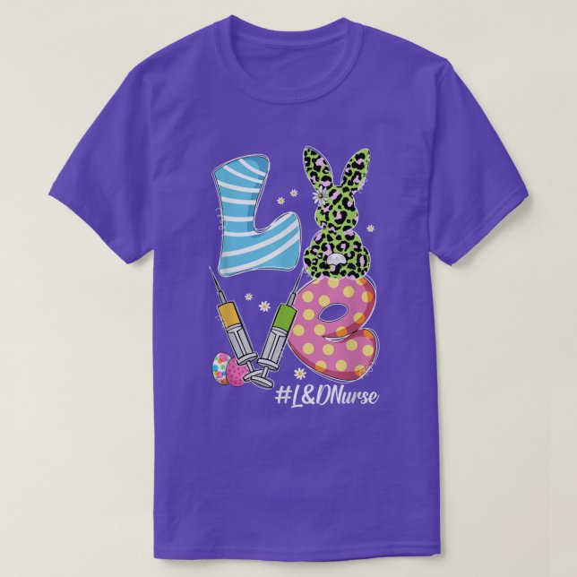 Leopard Bunny KÄRLEK L&D Nurse Funny Påsk Day Chri T Shirt (Design framsida)