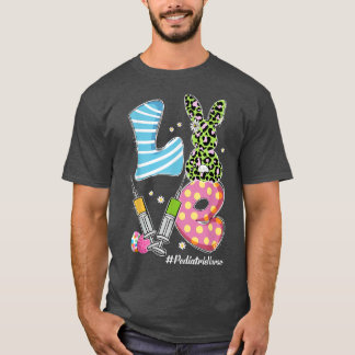 Leopard Bunny KÄRLEK Pediatriska Nurse Funny Påsk  T Shirt