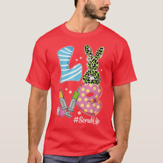 Leopard Bunny KÄRLEK SCrub Life Funny Påsk Day Chr T Shirt