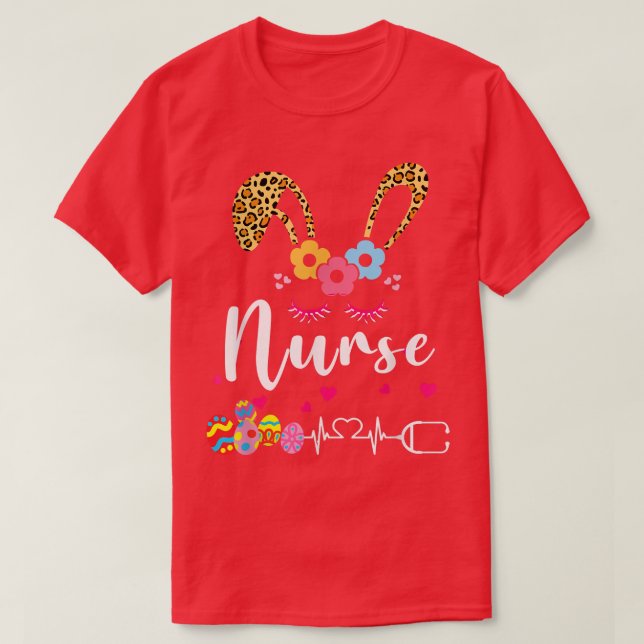 Leopard Bunny Nurse Glad påsk  T Shirt (Design framsida)