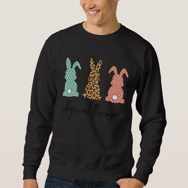 Leopard Bunny PhysiTherapy Påsk Pta Pediatri Lång Ärmad Tröja (Framsida)