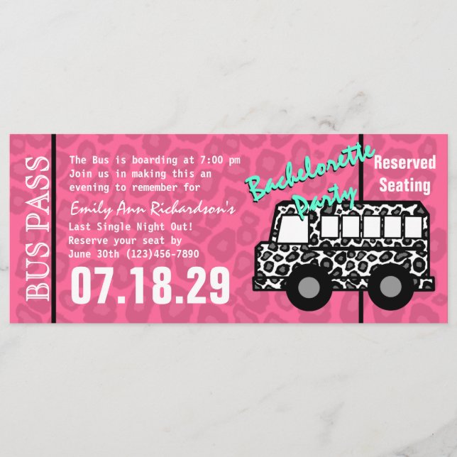 Leopard Buss Pass för Bachelorette Party Leopard Program (Framsida)