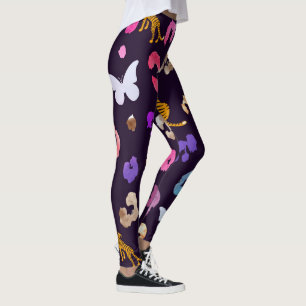 Leopard butterfly Black Leggings