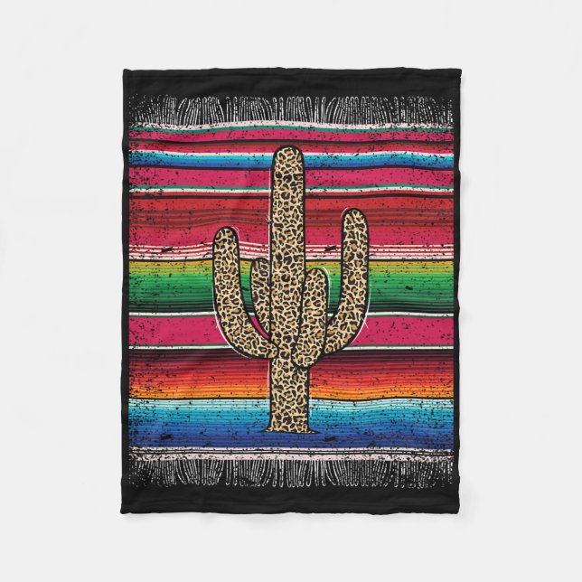 Leopard Cactus Mexican Serape Cinco De Mayo Women Fleecefilt (Framsidan)
